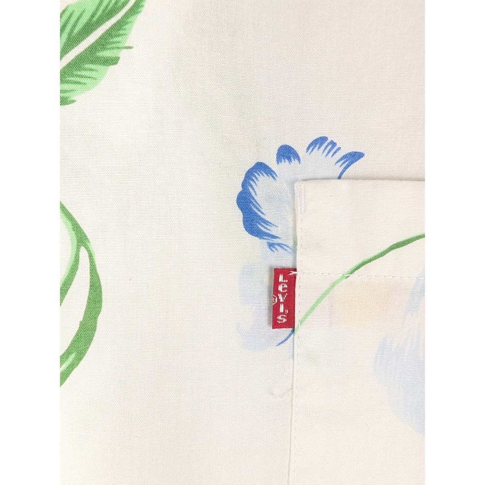Levi's Button Up Shirt Mens XXL White Floral Tropical Hawaiian Short Sleeve - Picture 6 of 10